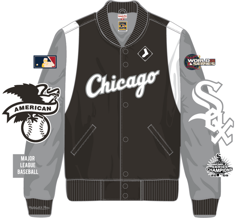 Mitchell & Ness Chicago White Sox Black Vintage Logo Team Origins Satin Jacket