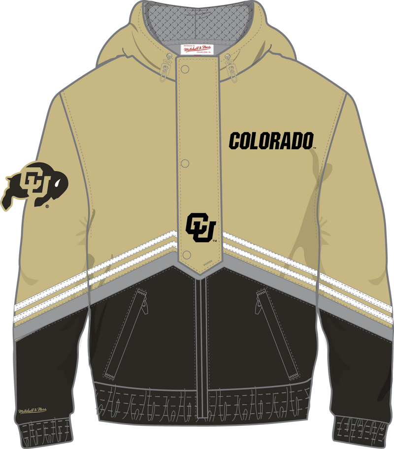 Mitchell & Ness University of Colorado Boulder Black/Gold Current Logo Throw It Back Retro Jacket Buffaloes