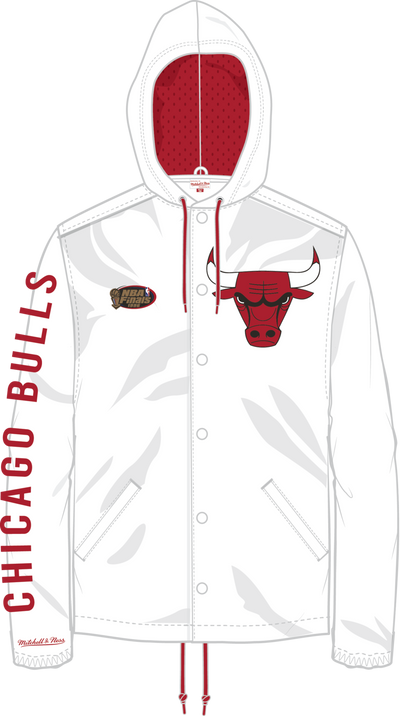 Mitchell & Ness Chicago Bulls White Hooded Coaches Jacket