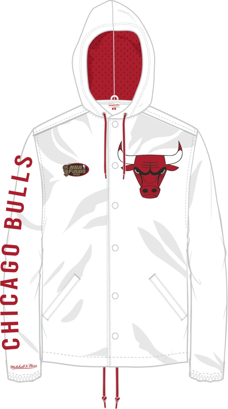 Mitchell & Ness Chicago Bulls White Hooded Coaches Jacket