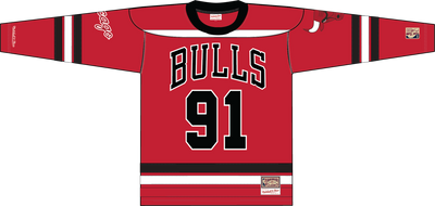Mitchell & Ness Dennis Rodman Chicago Bulls Red Maxxed Out Fashion Hockey Jersey