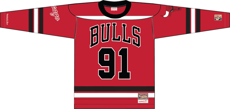 Mitchell & Ness Dennis Rodman Chicago Bulls Red Maxxed Out Fashion Hockey Jersey