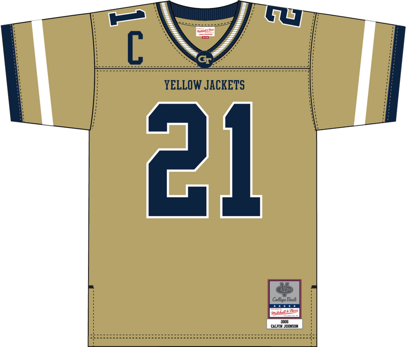Mitchell & Ness Calvin Johnson Georgia Tech 2006 Gold Dark Jersey Yellow Jackets