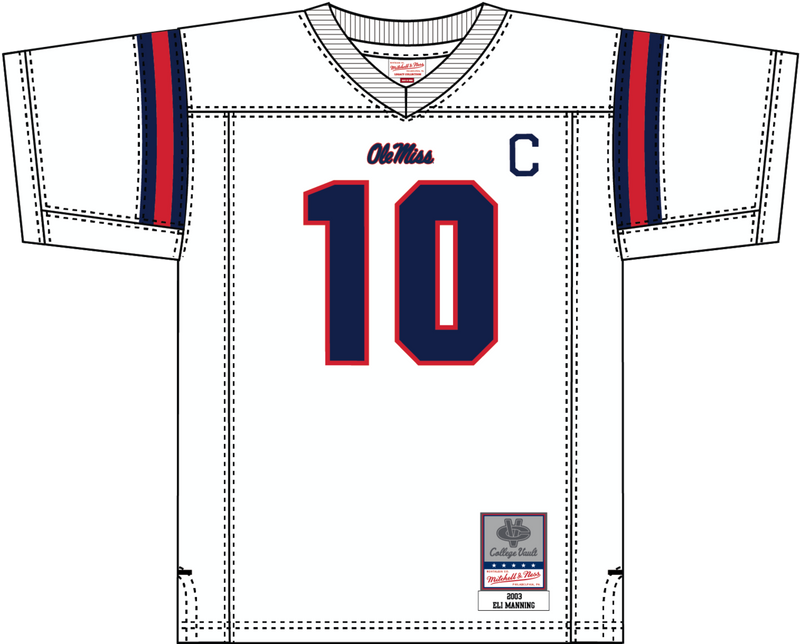 Mitchell & Ness Eli Manning University of Mississippi 2003 White Jersey Ole Miss Rebels