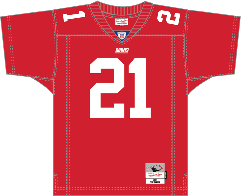 Mitchell & Ness Tiki Barber New York Giants 2004 Tomato Red Dark Jersey
