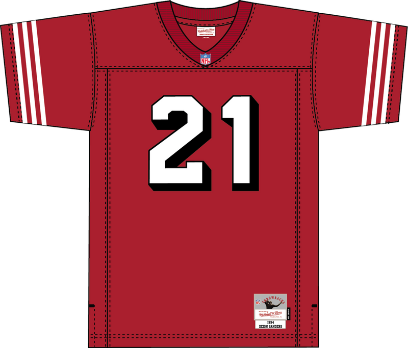 Mitchell & Ness Deion Sanders San Francisco 49ers 1994 Scarlet Dark Jersey