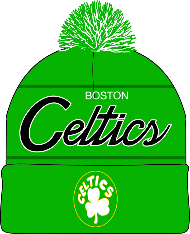 Mitchell & Ness Boston Celtics Green Hardwood Classics Script Pom Beanie