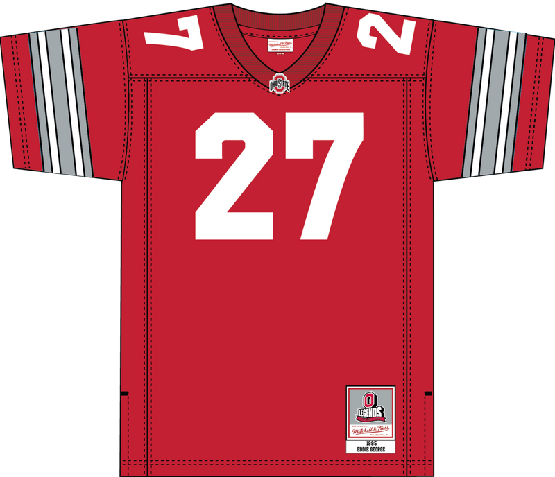 Mitchell & Ness Eddie George Ohio State Buckeyes 1995 University Red Dark Football Jersey