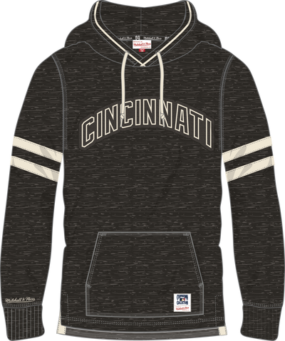 Mitchell & Ness Cincinnati Reds Black Gameday Classic Hooded Long Sleeve T-Shirt