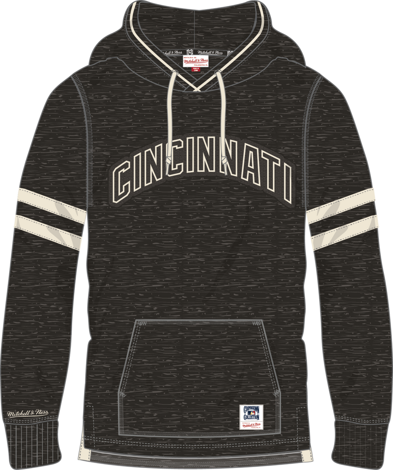 Mitchell & Ness Cincinnati Reds Black Gameday Classic Hooded Long Sleeve T-Shirt