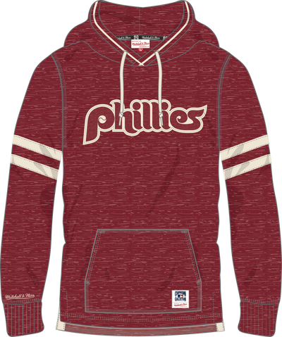 Mitchell & Ness Philadelphia Phillies Cardinal Gameday Classic Hooded Long Sleeve T-Shirt