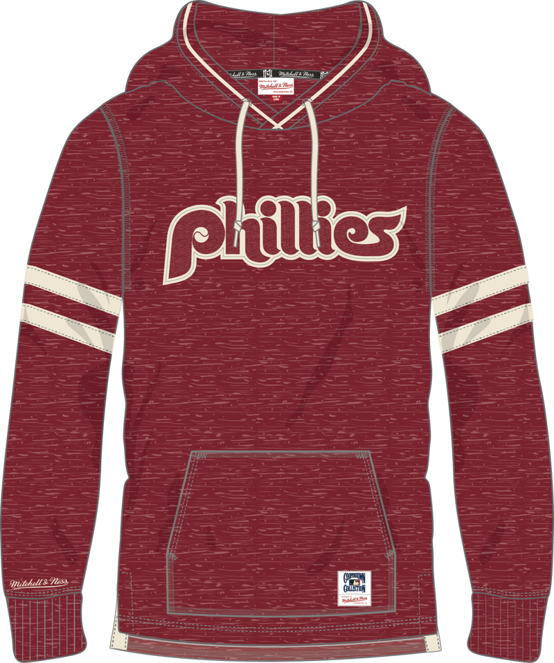 Mitchell & Ness Philadelphia Phillies Cardinal Gameday Classic Hooded Long Sleeve T-Shirt