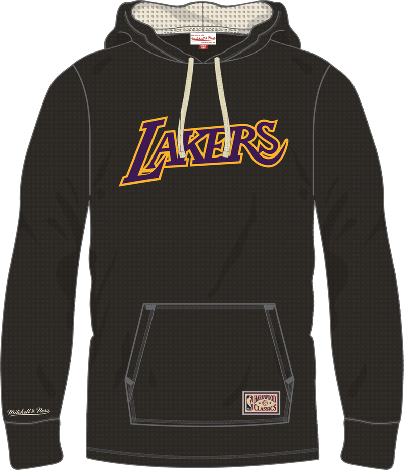 Mitchell & Ness Los Angeles Lakers Black Vintage Logo Thermal Lightweight Hoodie