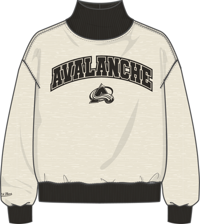 Mitchell & Ness Women's Colorado Avalanche Oatmeal B/w Ribbed Mock Neck