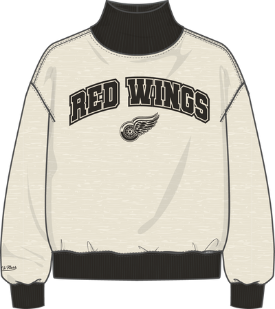 Mitchell & Ness Women's Detroit Red Wings Oatmeal B/w Ribbed Mock Neck