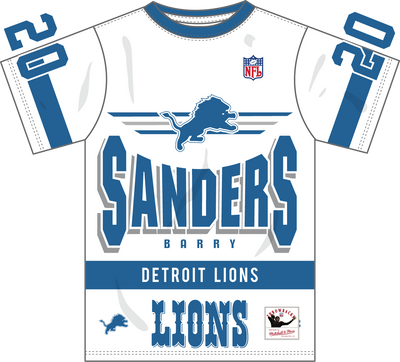Mitchell & Ness Barry Sanders Detroit Lions White Vintage Logo Team Origins Premium N&n T-Shirt