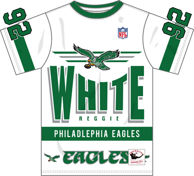 Reggie White Philadelphia Eagles Mitchell & Ness Name & Number Team Origins Vintage Logo T-Shirt - White