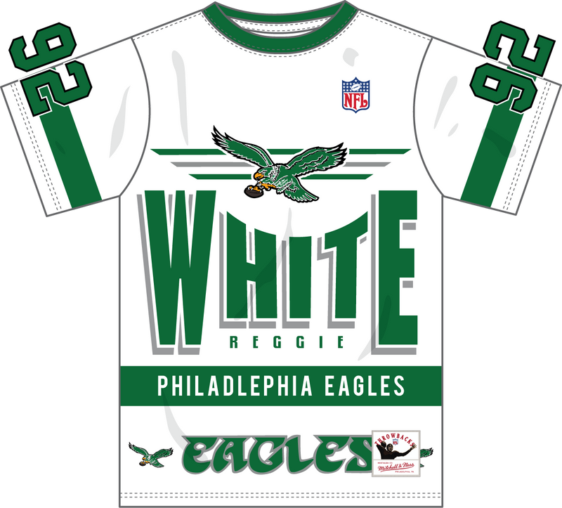 Reggie White Philadelphia Eagles Mitchell & Ness Name & Number Team Origins Vintage Logo T-Shirt - White