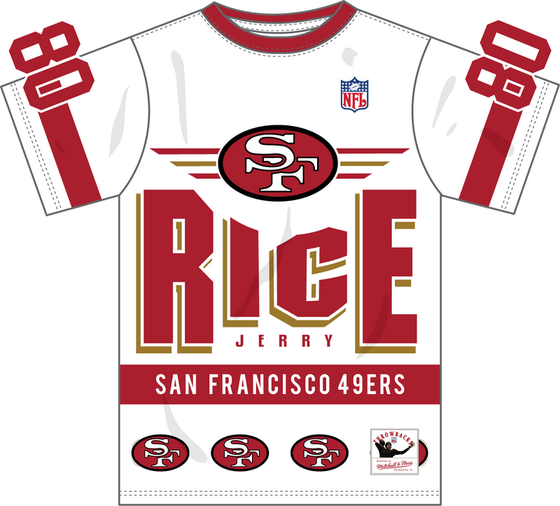 Mitchell & Ness Jerry Rice San Francisco 49ers White Vintage Logo Team Origins Premium Name & Number T-Shirt