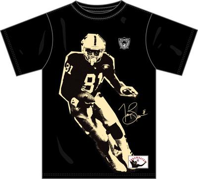 Mitchell & Ness Tim Brown Los Angeles Raiders Black Vintage Logo Blockbuster Player T-Shirt