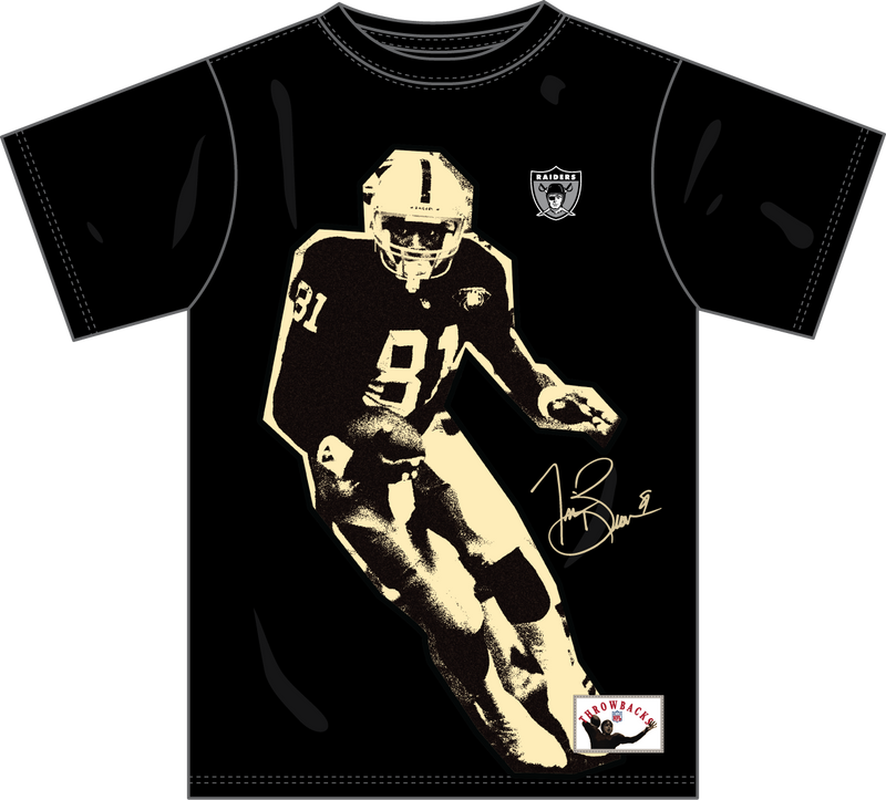 Mitchell & Ness Tim Brown Los Angeles Raiders Black Vintage Logo Blockbuster Player T-Shirt