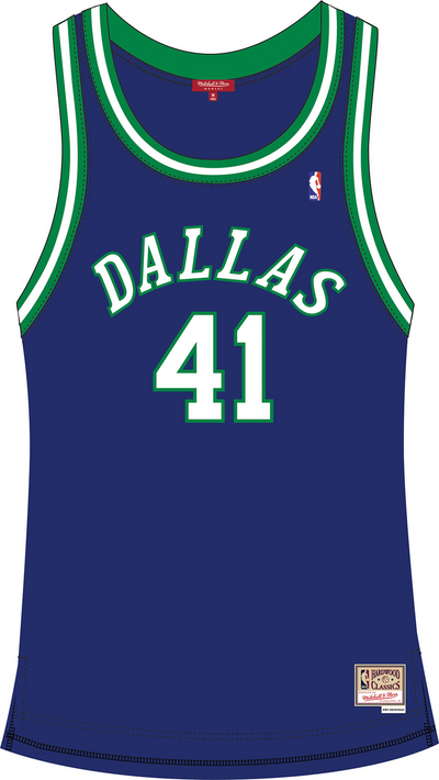 Mitchell & Ness Women's Dirk Nowitzki Dallas Mavericks 1998 Royal Swingman Jersey