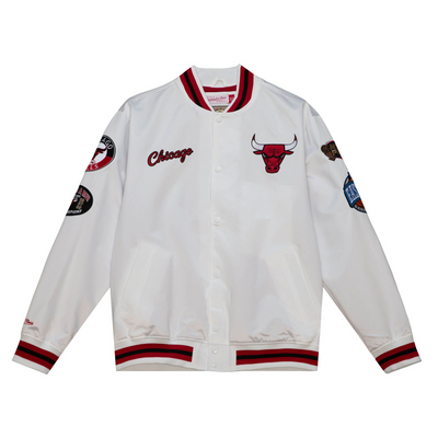 Mitchell & Ness Chicago Bulls White M&N City Collection Lightweight Satin Jacket