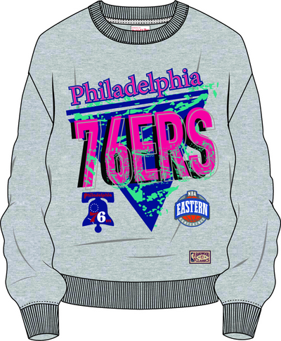 Mitchell & Ness Philadelphia 76ers 90s Reflective Heather Crewneck Sweatshirt
