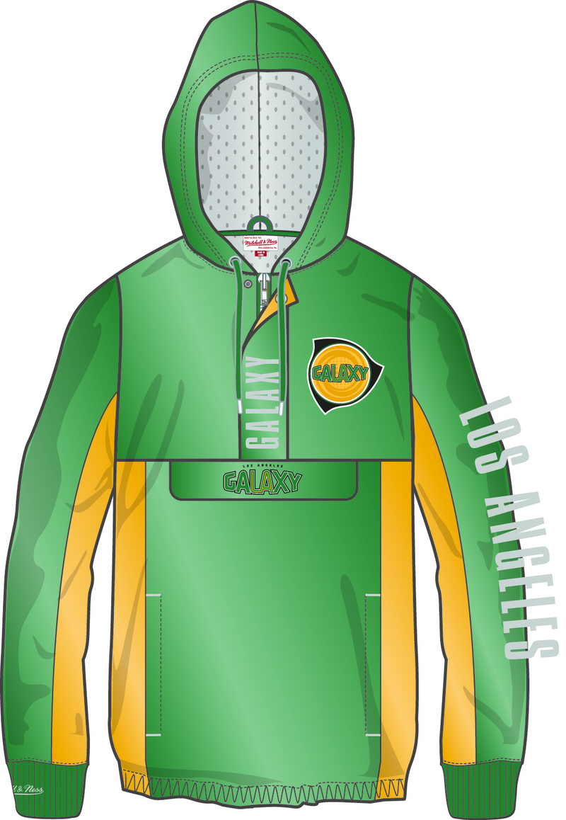 Mitchell & Ness LA Galaxy Green Vintage Logo Team OG 2.0 Anorak Windbreaker