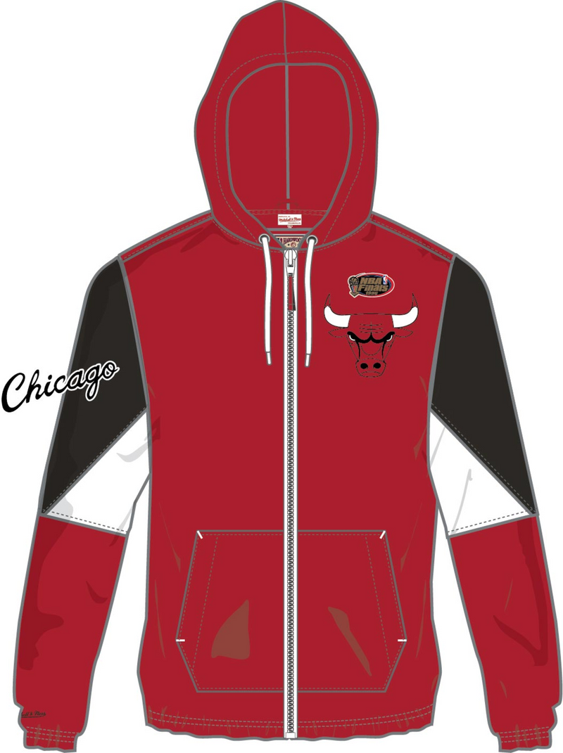 Mitchell & Ness Chicago Bulls Scarlet Throw It Back Full Zip Windbreaker