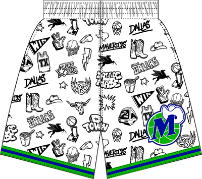 Mitchell & Ness Dallas Mavericks 1998 Pattern/White Doodle Swingman Shorts