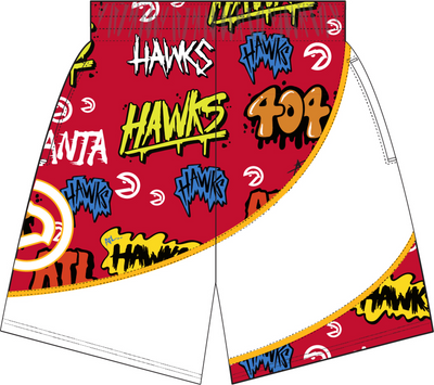 Mitchell & Ness Atlanta Hawks 1986 Red Slap Sticker Swingman Shorts