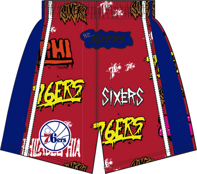 Mitchell & Ness Philadelphia 76ers 1996 Red Slap Sticker Swingman Shorts