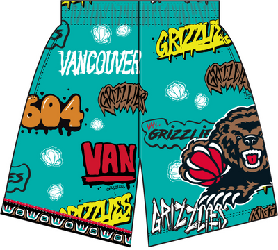 Mitchell & Ness Vancouver Grizzlies 1998 Teal Slap Sticker Swingman Shorts
