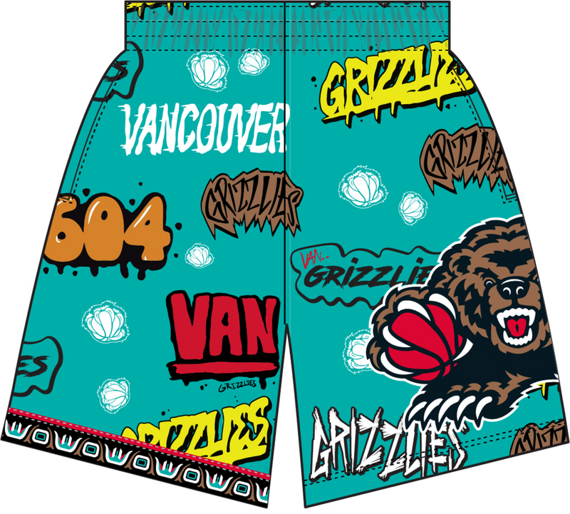 Mitchell & Ness Vancouver Grizzlies 1998 Teal Slap Sticker Swingman Shorts