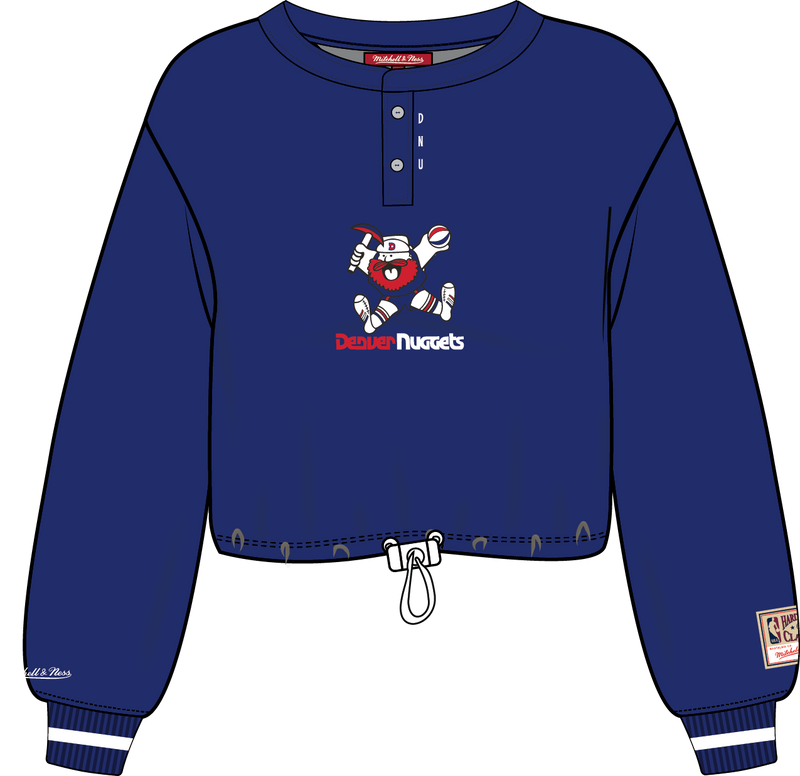 Mitchell & Ness Women's Denver Nuggets Blue Cropped Long Sleeve Mesh Henley