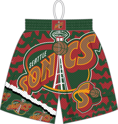 Mitchell & Ness Seattle Supersonics Green/Red Jumbotron 2.0 Sublimated Shorts