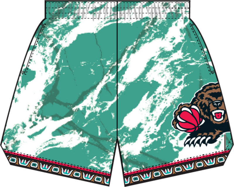 Mitchell & Ness Women's Vancouver Grizzlies Pattern/Teal W Team Marble Shorts