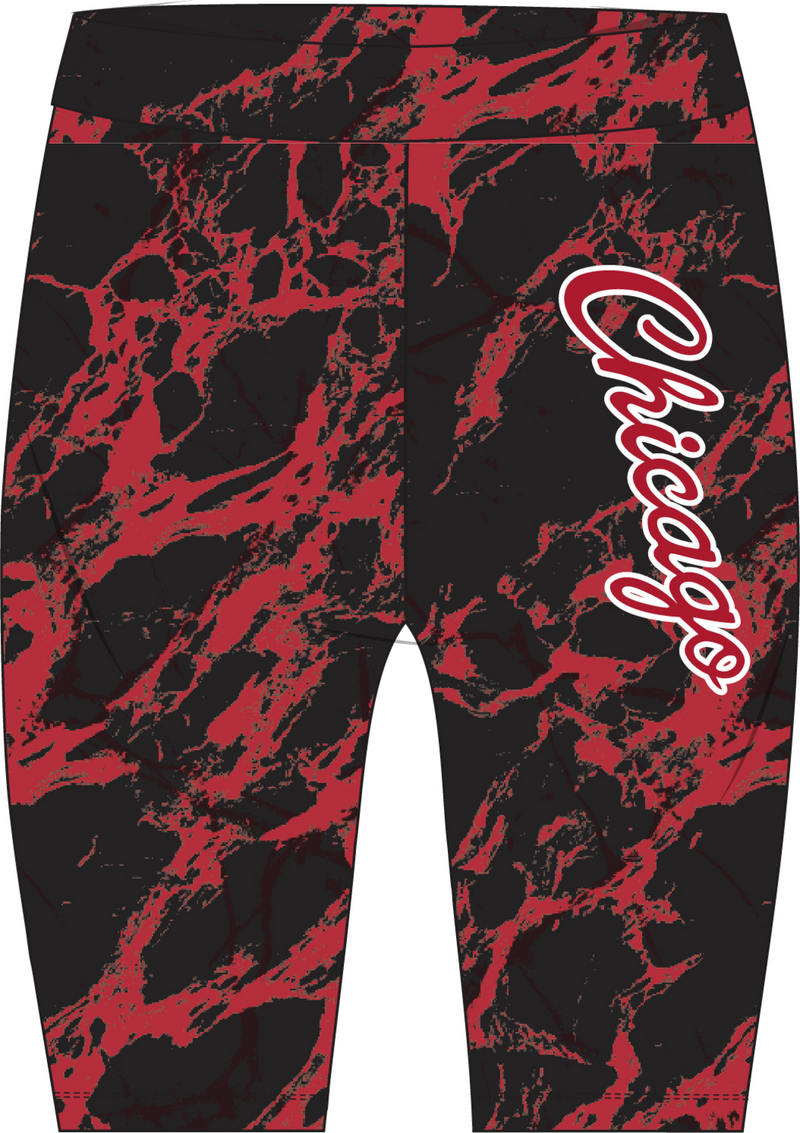 Mitchell & Ness Women's Chicago Bulls Red/Black Team Marble Biker Shorts
