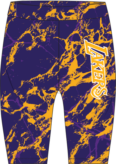 Mitchell & Ness Women's Los Angeles Lakers Purple/Yellow Team Marble Biker Shorts