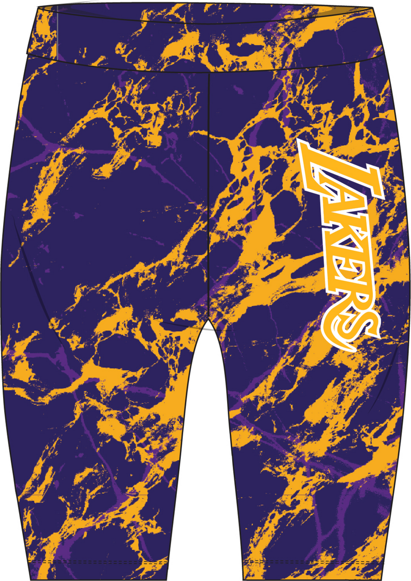 Mitchell & Ness Women's Los Angeles Lakers Purple/Yellow Team Marble Biker Shorts