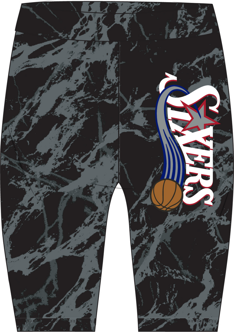 Mitchell & Ness Women's Philadelphia 76ers Grey/Black Team Marble Biker Shorts