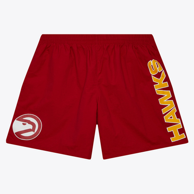 Mitchell & Ness Atlanta Hawks Scarlet Team Heritage Woven Shorts