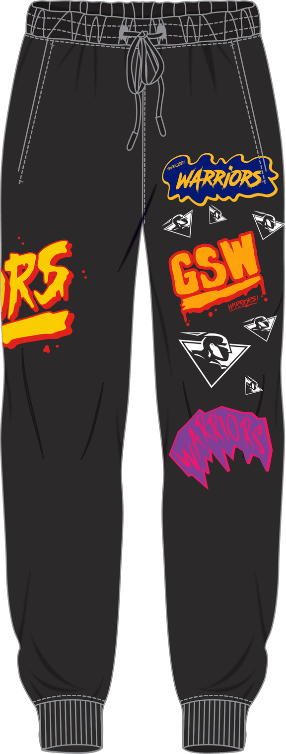 Mitchell & Ness Golden State Warriors Black Slap Sticker Sweatpants