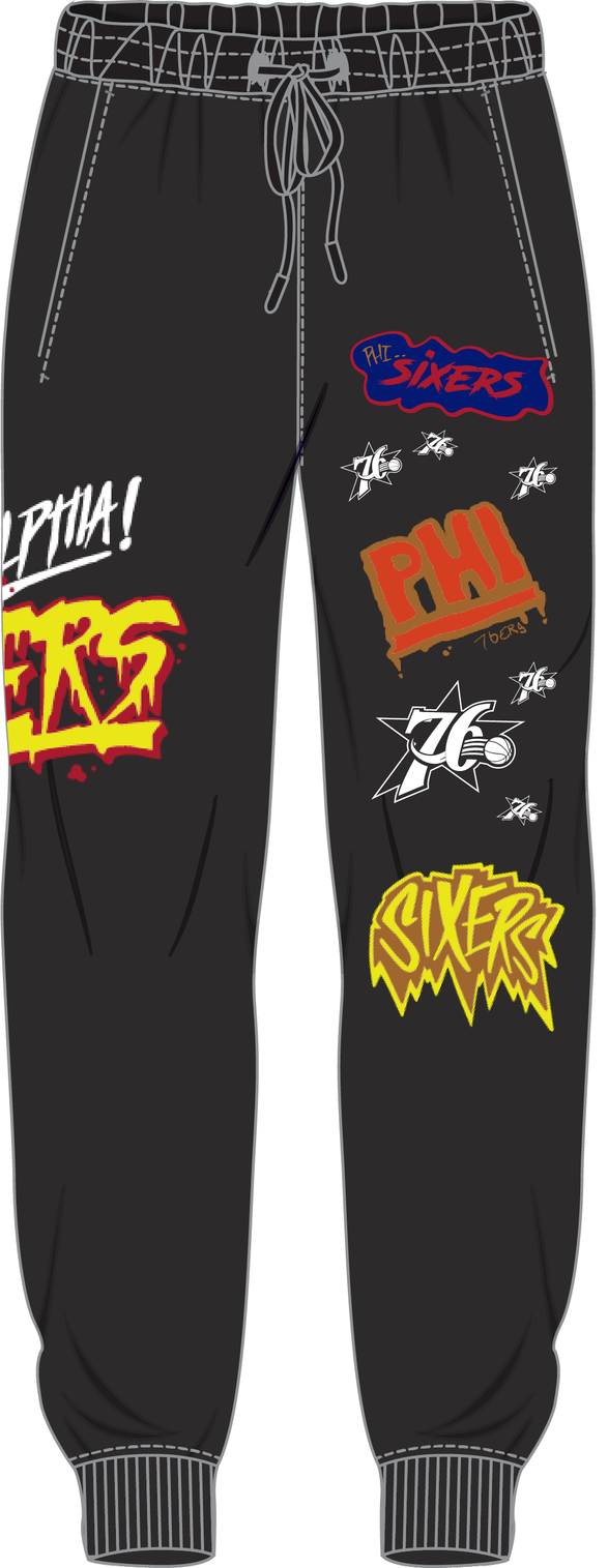 Mitchell & Ness Philadelphia 76ers Black Slap Sticker Sweatpants