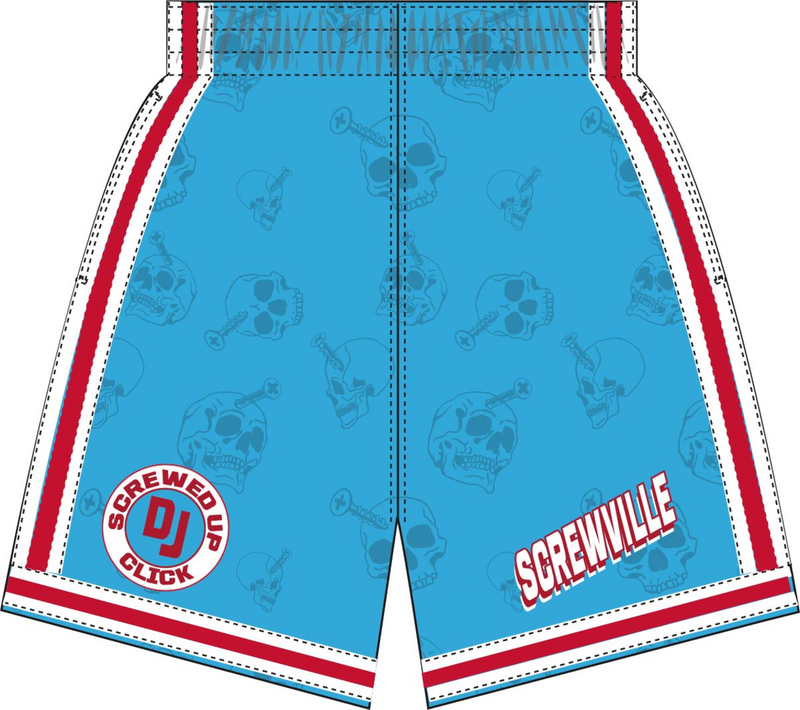Mitchell & Ness Blue Mn x Dj Screw Shorts Collab