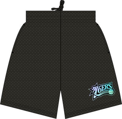 Mitchell & Ness Philadelphia 76ers Black Iridescent Mesh Shorts