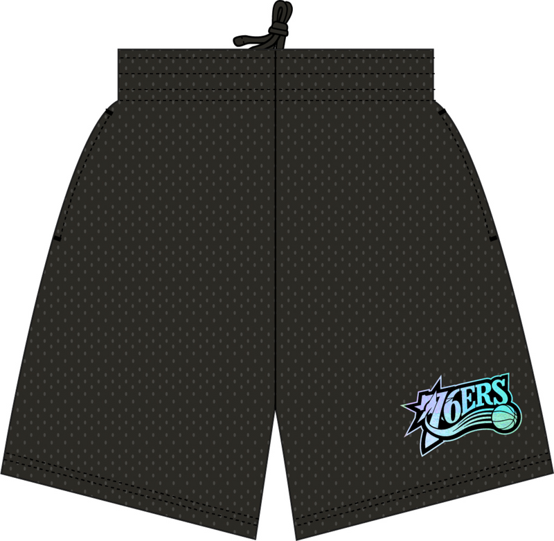 Mitchell & Ness Philadelphia 76ers Black Iridescent Mesh Shorts