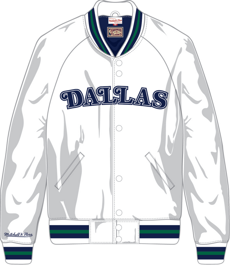 Mitchell & Ness Dallas Mavericks White Lightweight Satin Jacket