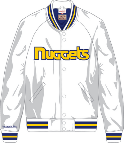 Mitchell & Ness Denver Nuggets White Lightweight Satin Jacket